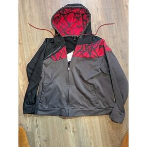 Mens Under Armour Logo Hoodie Black Red & Grey Size Large
